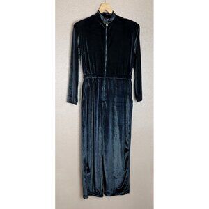 Carreau Vintage Black Velvet Full Zip 80s Jumpsuit Size Medium